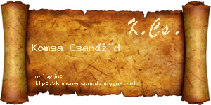 Komsa Csanád névjegykártya